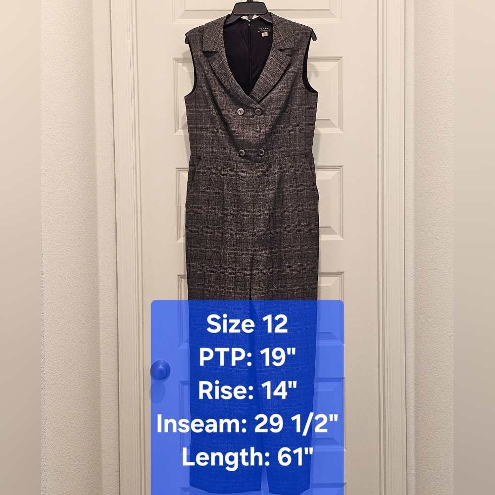 EUC Tahari ASL Double Breasted Sleeveless Jumpsuit, Size 12
